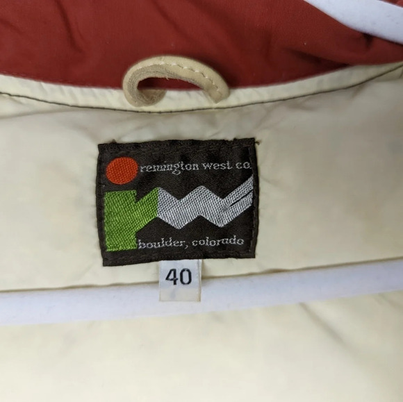 Vintage Remington West Goose Down Vest Yellowstone Leather Indian Nickel 40/M - Picture 12 of 16